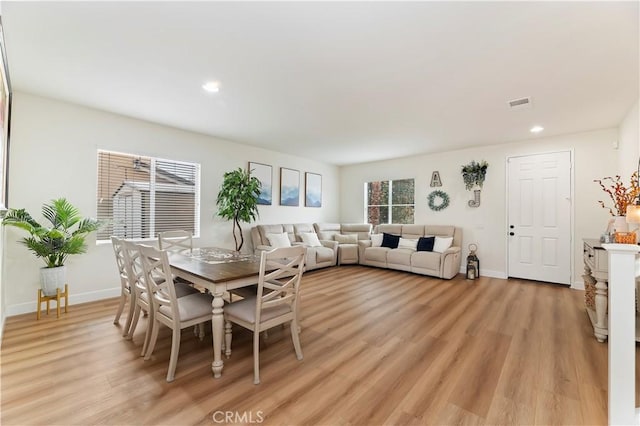 29193 Via Espada, Murrieta, CA 92563 - dining space featuring light wood-style floors, baseboards, and recessed lighting