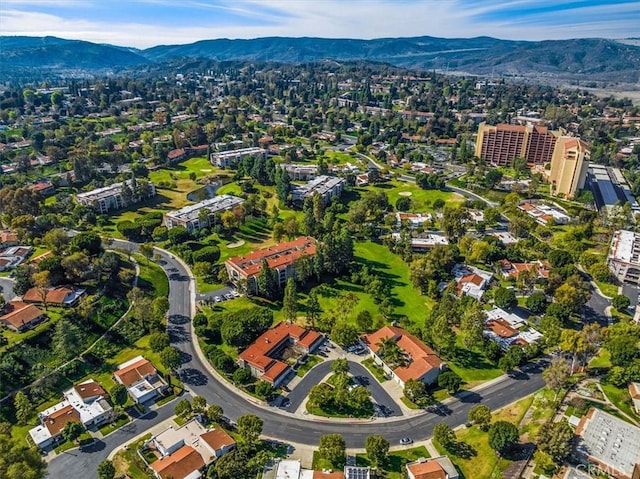 aerial view with a mountain view