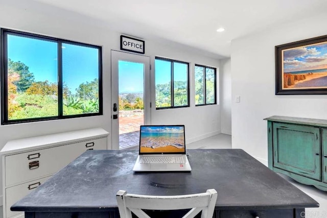 office space featuring recessed lighting