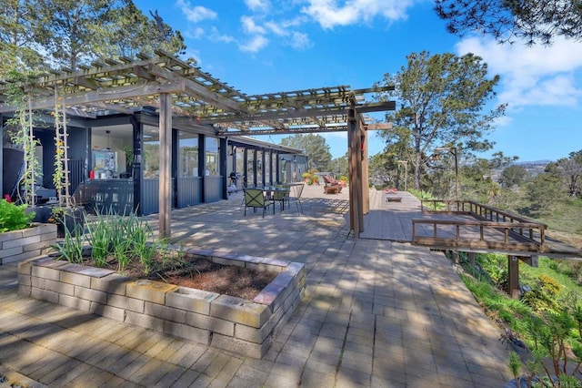 deck with a pergola