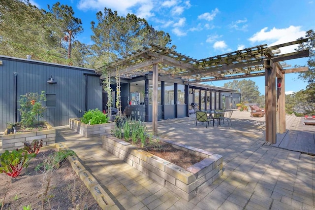 view of patio / terrace featuring a pergola