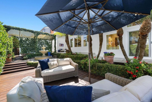 view of patio featuring an outdoor hangout area