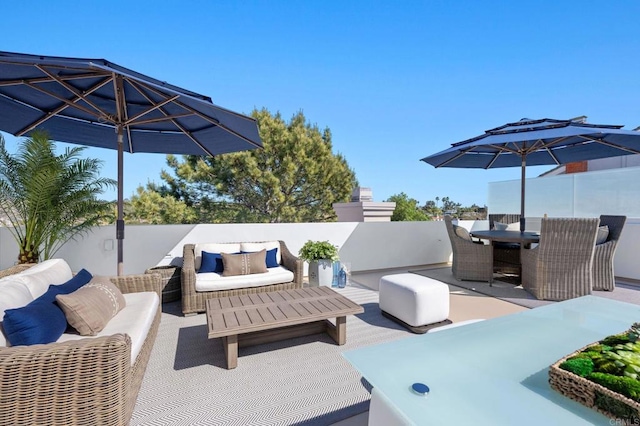 view of patio with an outdoor living space