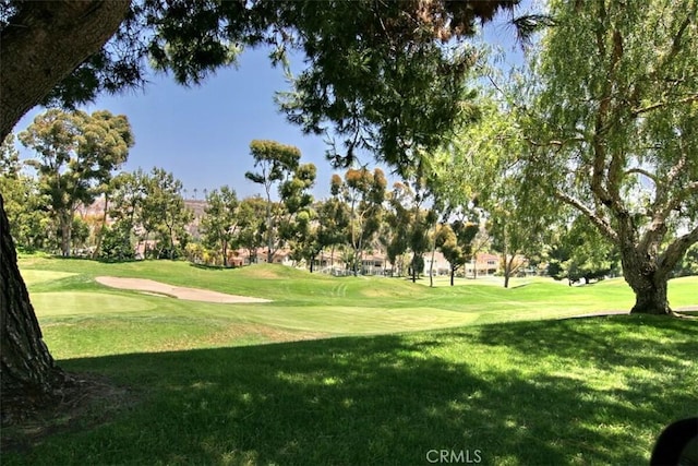 view of property's community featuring a lawn and golf course view