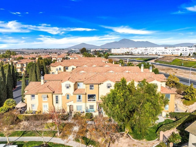 birds eye view of property featuring a residential view and a mountain view