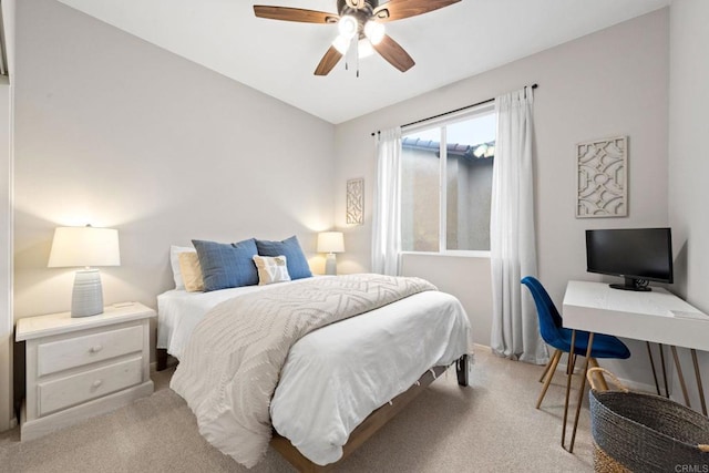 bedroom with carpet floors and ceiling fan