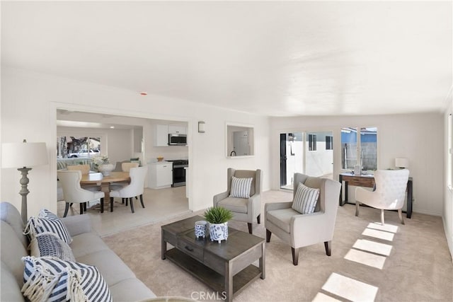 living area with french doors