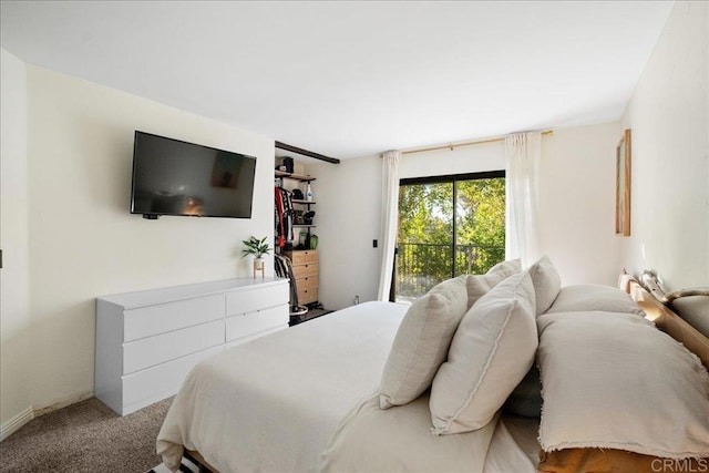 carpeted bedroom featuring access to exterior