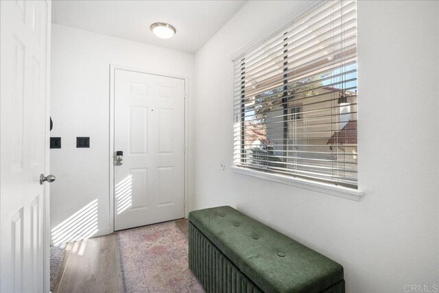 doorway to outside featuring wood finished floors