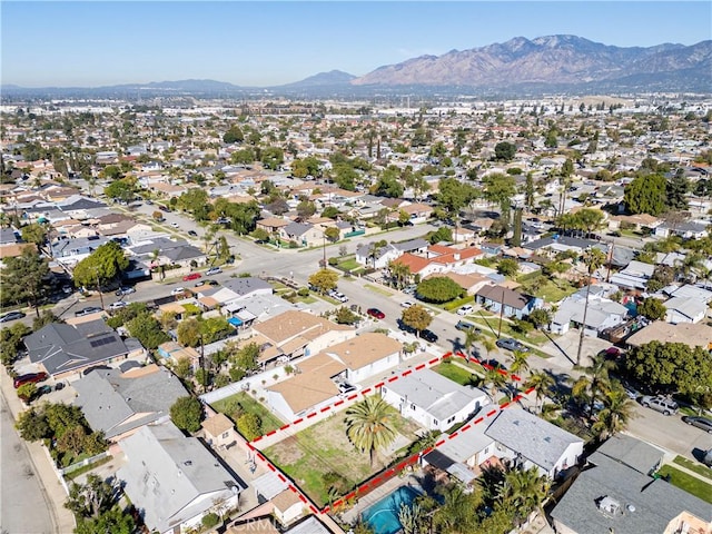 bird's eye view with a mountain view and a residential view