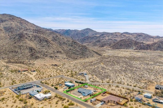 bird's eye view featuring view of desert and a mountain view