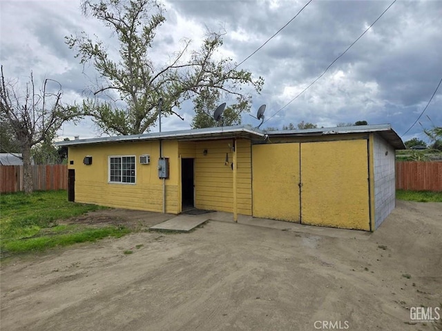 rear view of property with a patio and fence