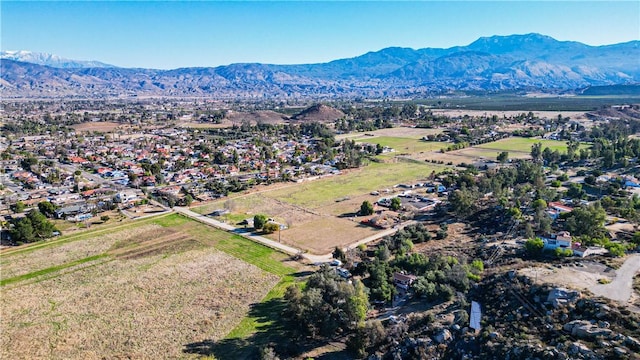 drone / aerial view featuring a mountain view