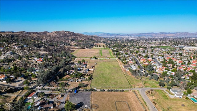 bird's eye view with a mountain view