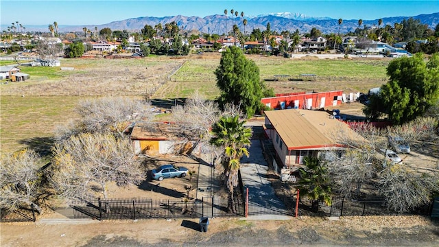 drone / aerial view featuring a mountain view