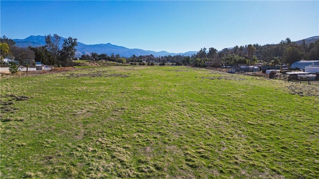 view of yard featuring a mountain view