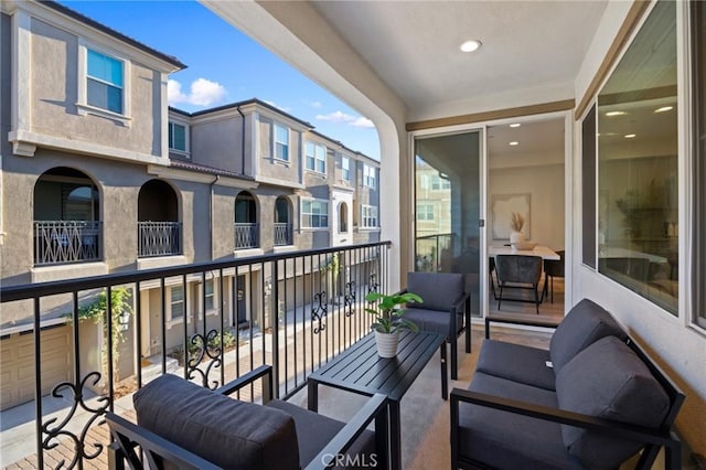 balcony featuring an outdoor living space