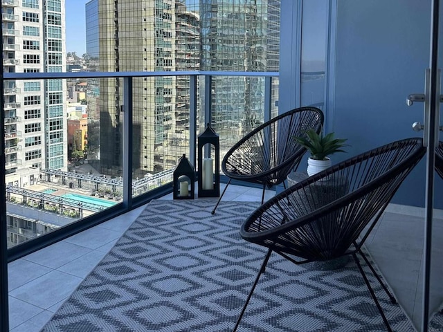 balcony with a view of city