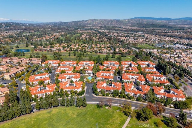 aerial view with a residential view and a mountain view