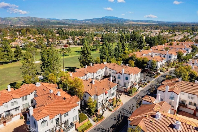 birds eye view of property featuring a residential view and a mountain view