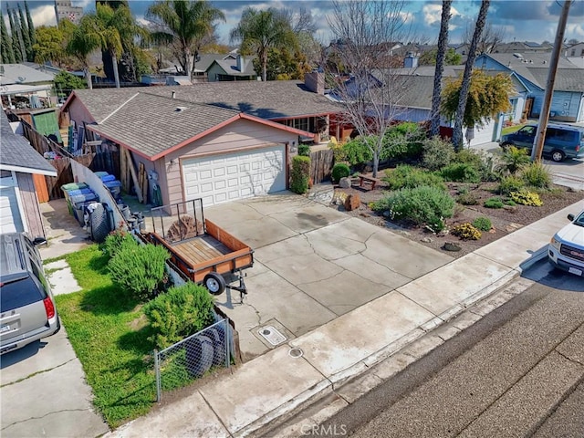 birds eye view of property with a residential view