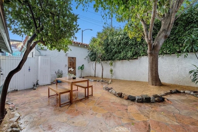 view of patio featuring a fenced backyard