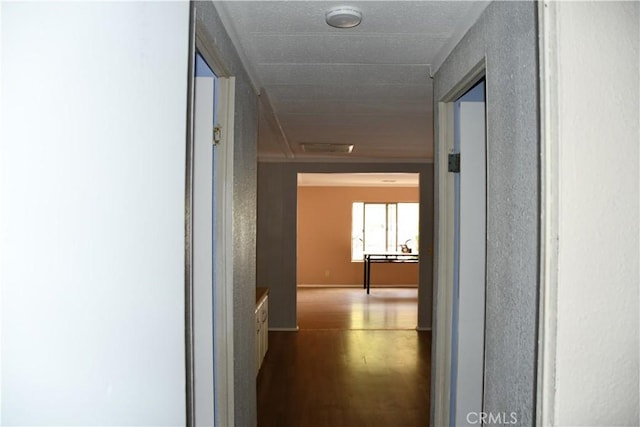 corridor with dark wood-style floors