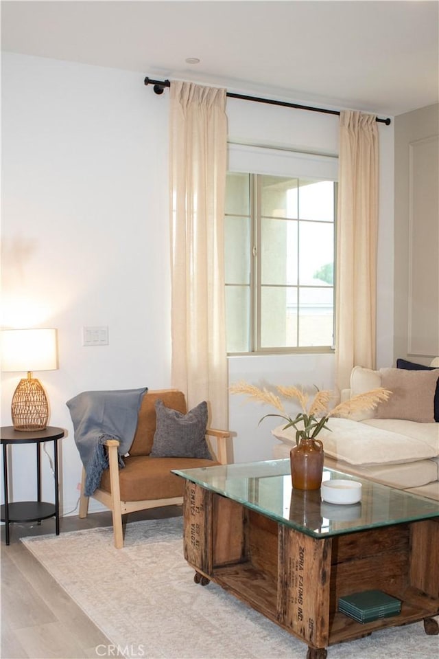 living area featuring light wood-style floors