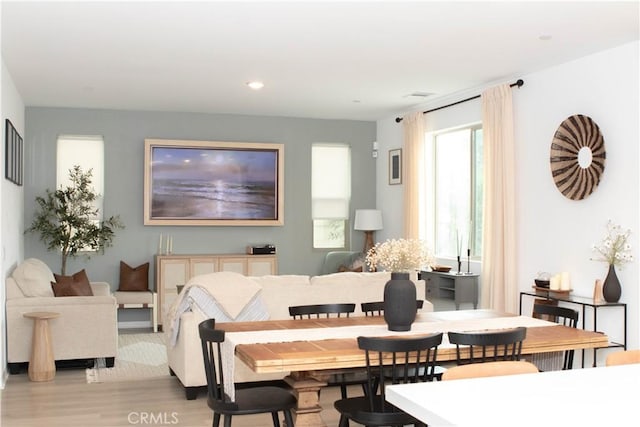 bedroom featuring light wood-style flooring and recessed lighting