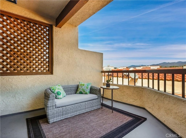 balcony with a mountain view