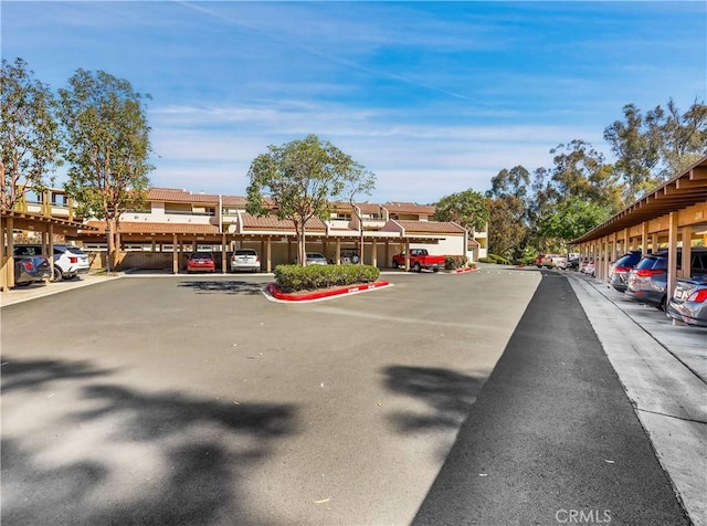 view of covered parking lot