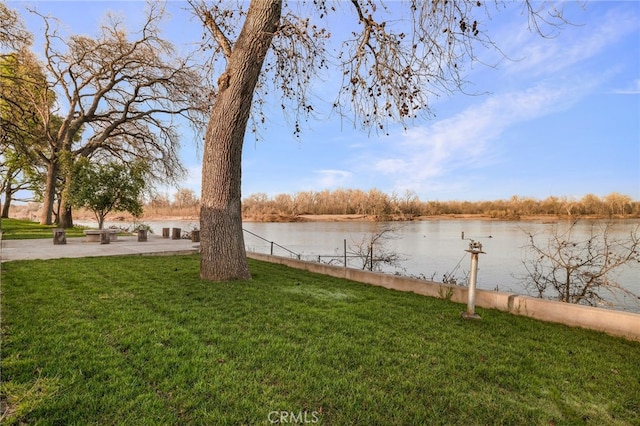 view of yard featuring a water view