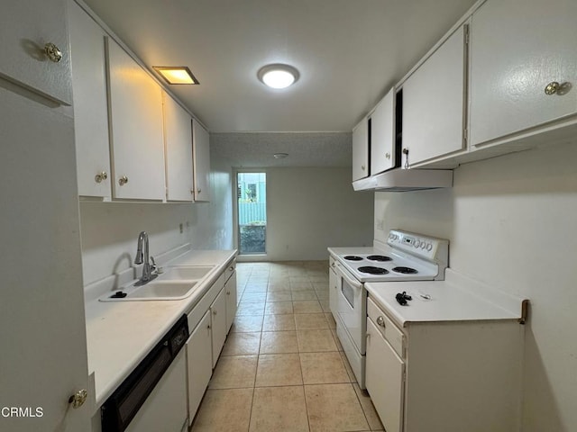 3700 Dean Dr Unit 3405, Ventura, CA 93003 - kitchen featuring a sink, under cabinet range hood, white cabinetry, white appliances, and light countertops