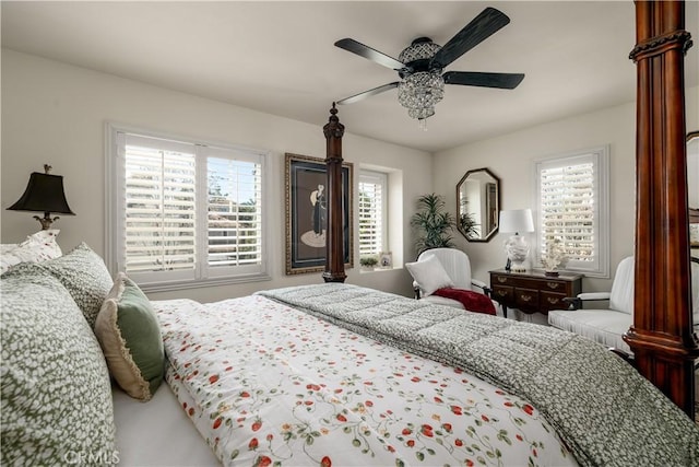 bedroom featuring ceiling fan