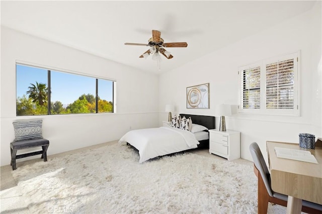 bedroom with carpet flooring and a ceiling fan