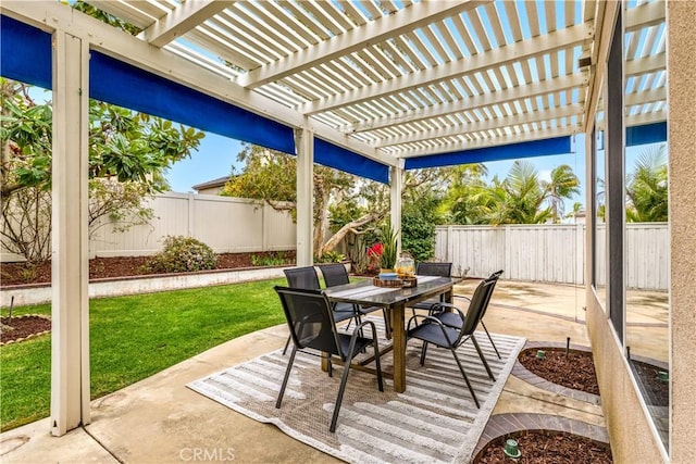 view of patio / terrace featuring outdoor dining area and a fenced backyard