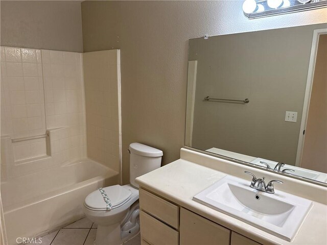 full bath featuring tile patterned flooring, toilet, and vanity