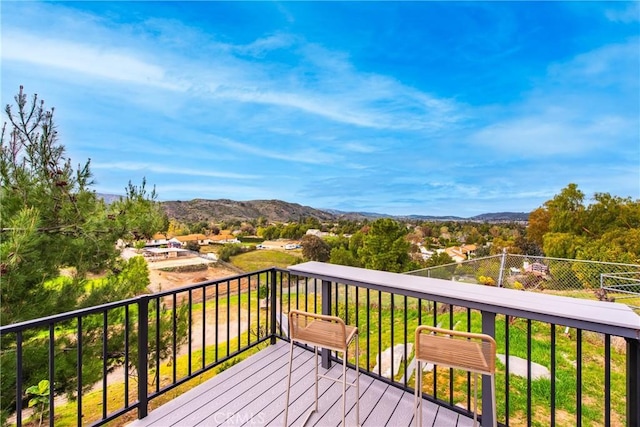 deck featuring a mountain view