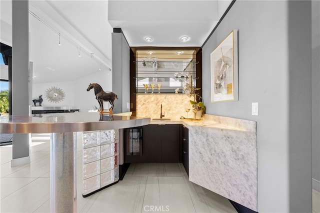 32252 Azores Rd, Dana Point, CA 92629 - bar with a sink, tile patterned flooring, tasteful backsplash, and wet bar