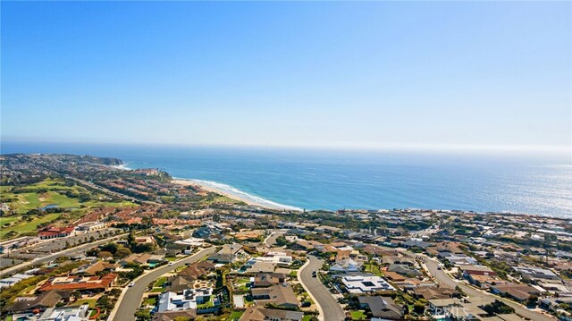 birds eye view of property featuring a residential view and a water view