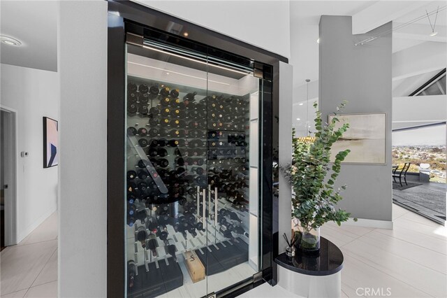 wine cellar featuring tile patterned flooring