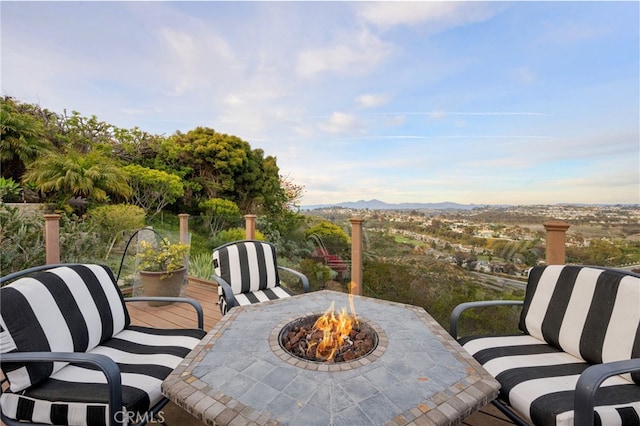 32252 Azores Rd, Dana Point, CA 92629 - view of patio / terrace featuring a mountain view and a fire pit