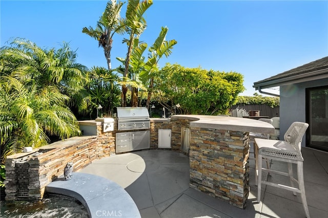 32252 Azores Rd, Dana Point, CA 92629 - view of patio / terrace with an outdoor kitchen, outdoor dry bar, grilling area, and fence