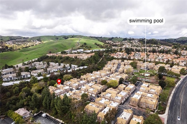 birds eye view of property with a residential view