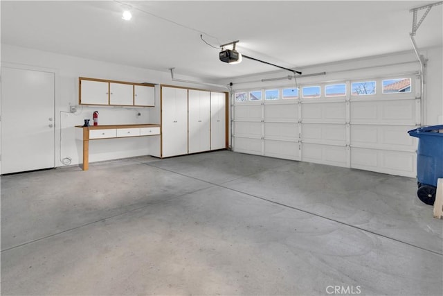 garage with a garage door opener