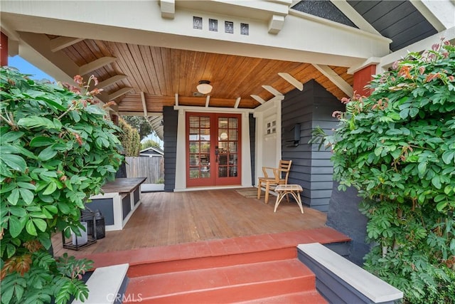 doorway to property with french doors