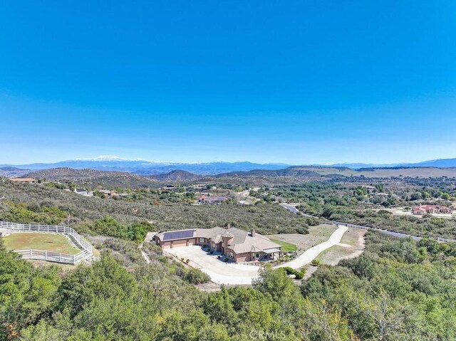 drone / aerial view with a mountain view