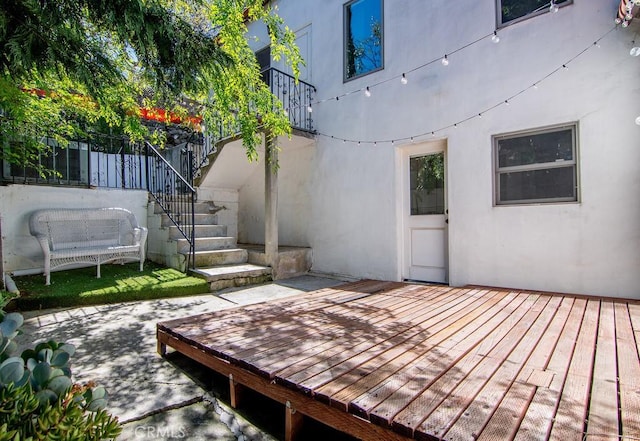 wooden terrace with stairs