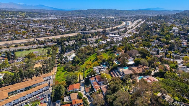 drone / aerial view with a mountain view