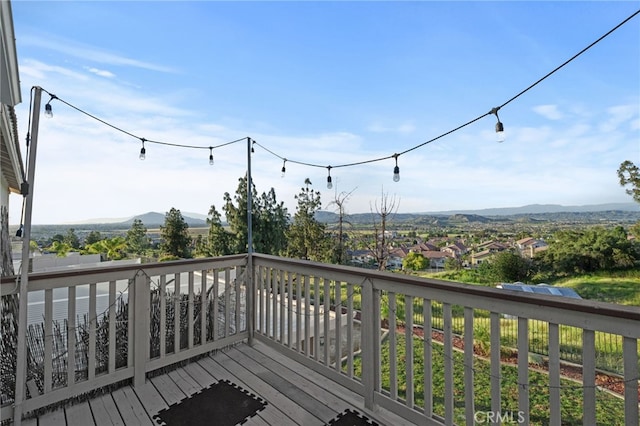 deck with a mountain view